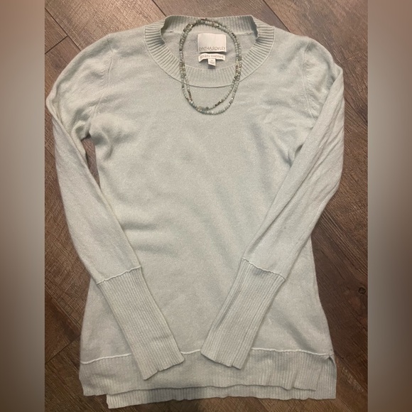 Cynthia Rowley 100% Cashmere Sweater Women’s M Light Mint Green Soft Knit - Picture 9 of 10